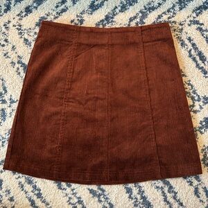 Brown suede zip skirt